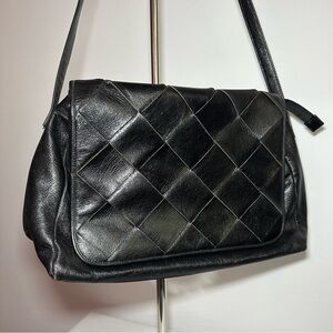 Linda Allard Ellen Tracy Quilted Black Shoulder Bag Made in USA